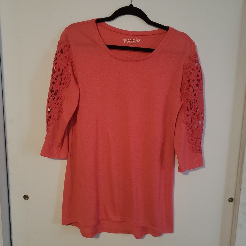 Cato 3/4 Sleeve Pink Lace Shirt